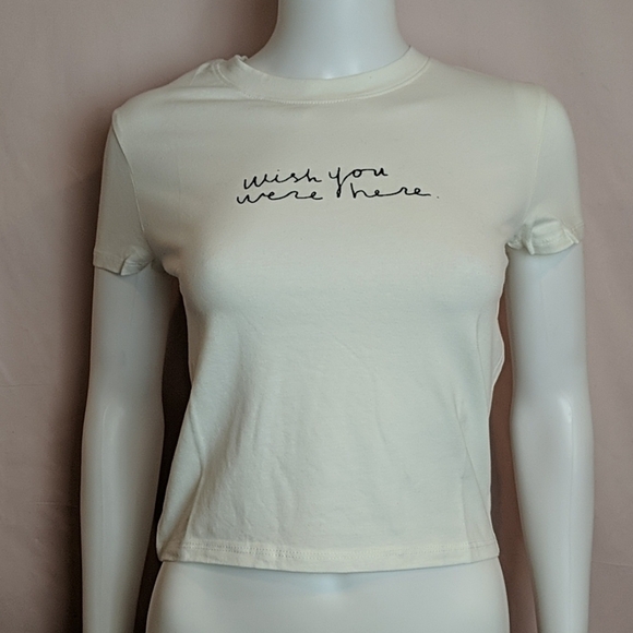 Forever 21 Wish You Were Here Short Sleeve Crop Top - Picture 1 of 8